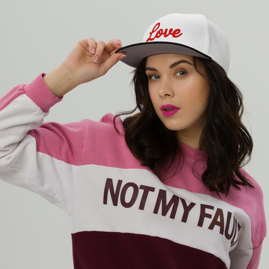 Love Embroided Snapback Hat Red