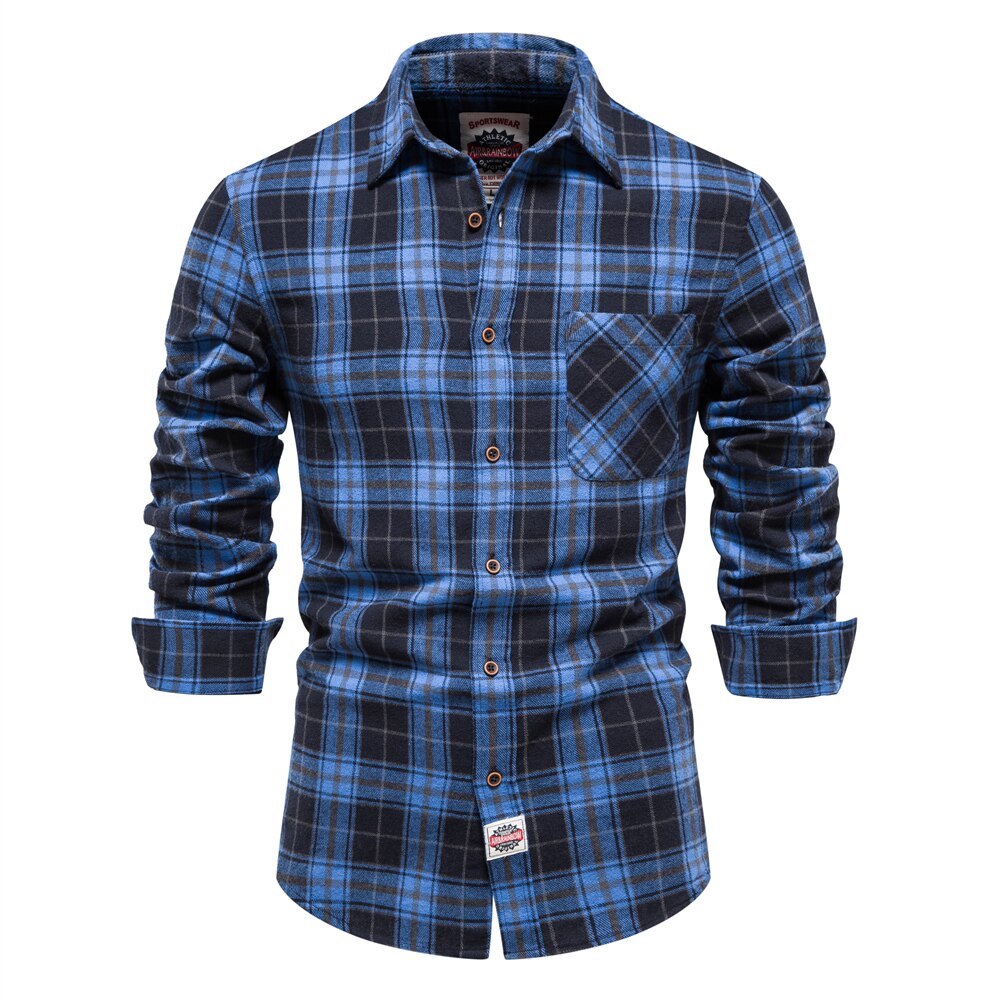 Brand Plaid Shirts Men's 100% Cotton Casual Checked Shirt High Quality Slim Fit Harajuku Shirts Men