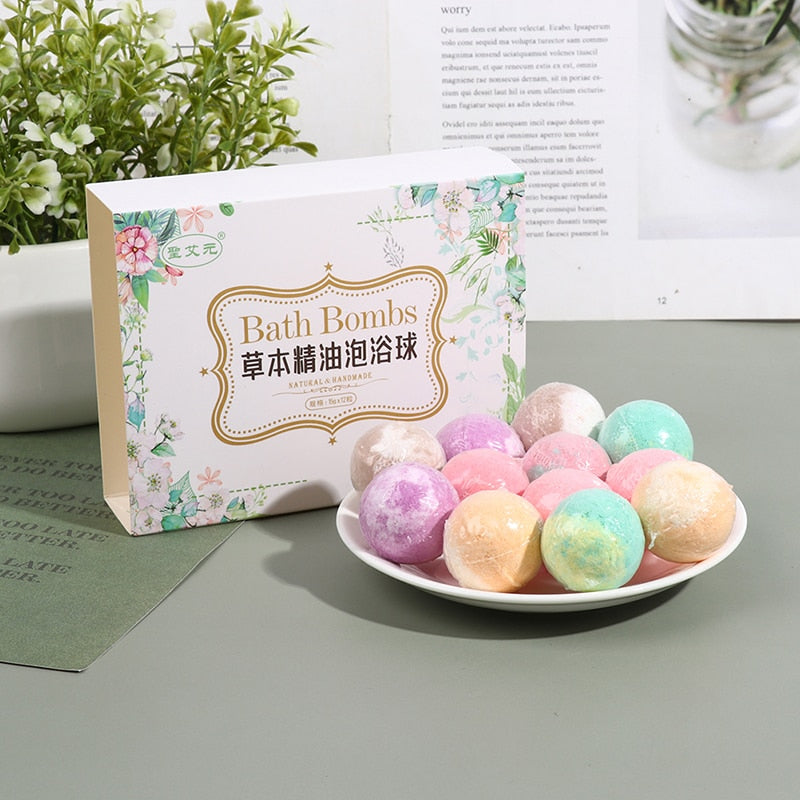 12pcs/set Mini Hand Bath Foot Spa Natural Mini Handmade Bathing Foot Spa Rich Essential Oils Bath Ball Foot Bath Ball