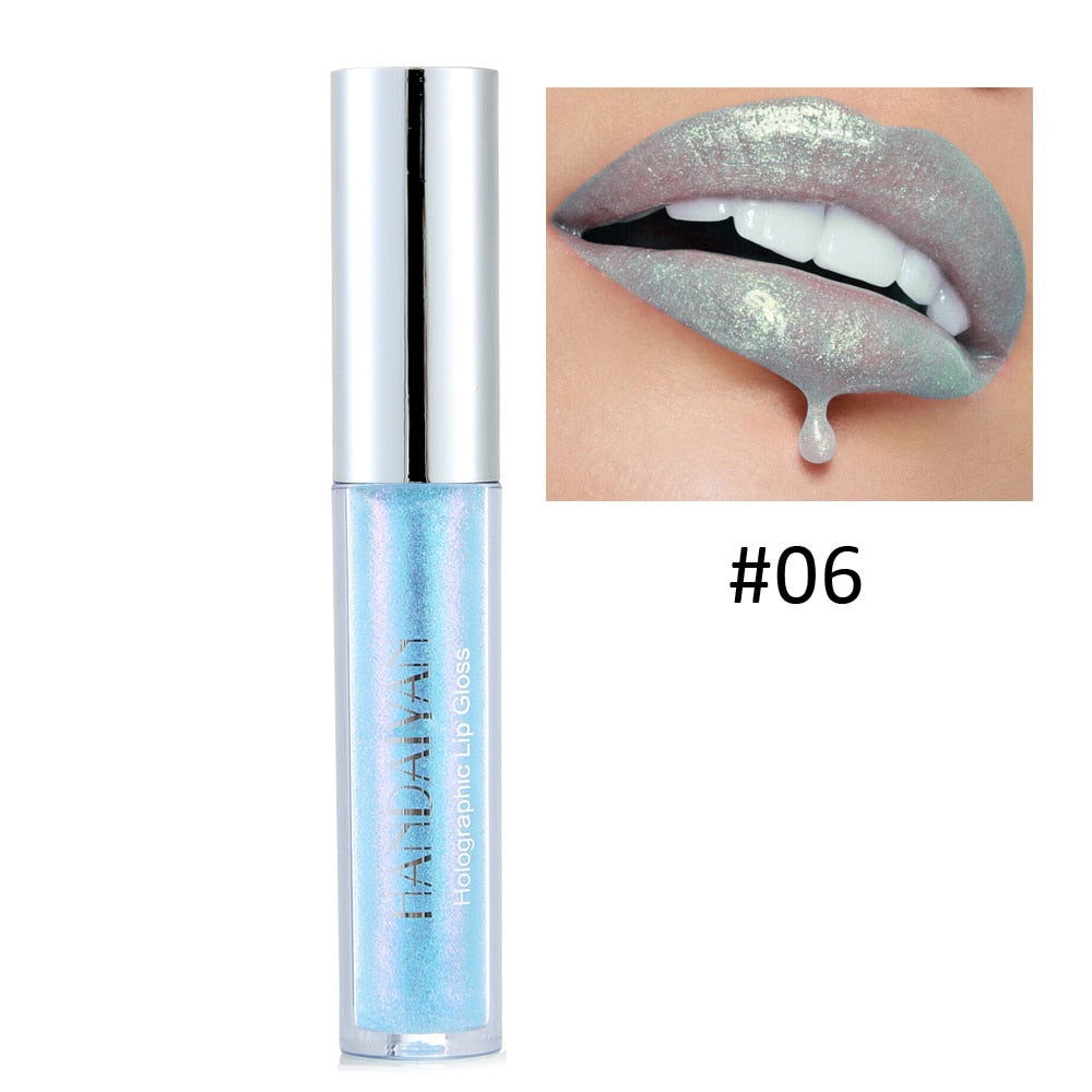 Waterproof Glitter Liquid Lipstick Crystal Glow Laser Holographic Lip Gloss Tint Mermaid Shiny Pigment Lipgloss Makeup Cosmetics