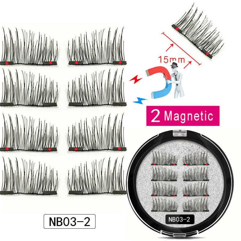 LEKOFO 8Pcs Magnetic Eyelashes With 2 magnetic lashes 3D False Natural For Mink Eye lashes Extension Long faux cils magnetique
