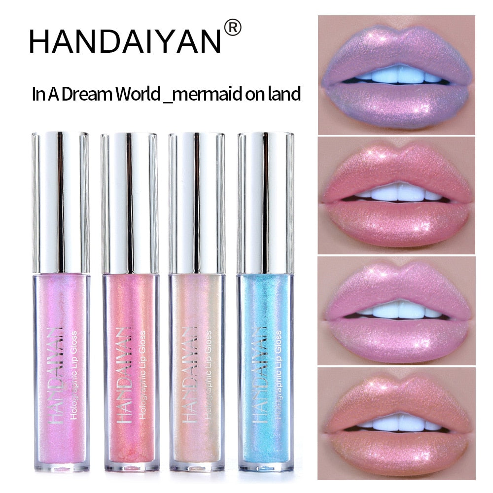 Waterproof Glitter Liquid Lipstick Crystal Glow Laser Holographic Lip Gloss Tint Mermaid Shiny Pigment Lipgloss Makeup Cosmetics