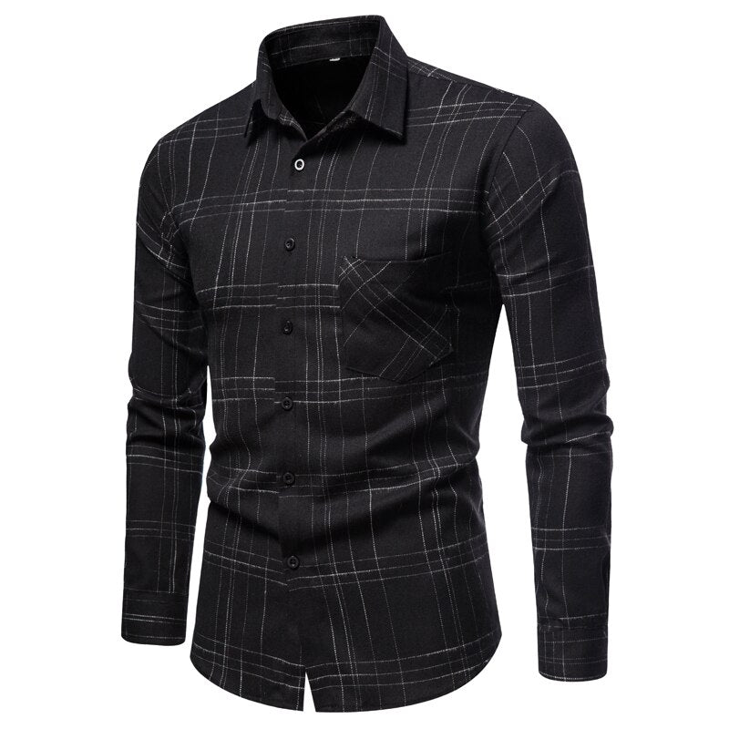FEGKZLI Men's Casual Plaid Cotton Shirts Long Sleeve Spring Summer Fashion Buttons-up Tops Shirts Homme Mens Dress Shirts