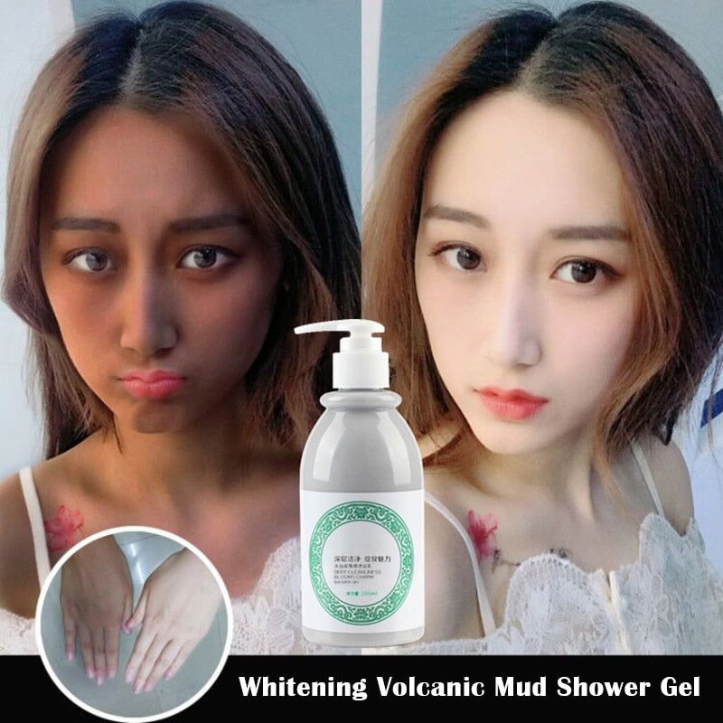 High Quality Whitening Volcanic Mud Shower Gel Deep Body Care Wash Skin Clean Moisturizing Exfoliating 260ML