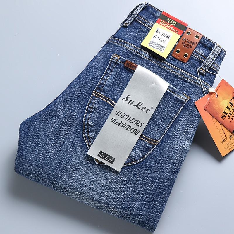 2022 SULEE Brand Autumn Winter Slim Fit Men's Jeans Business Casual Elastic Straight Denim Pants Male High Quality Trousers