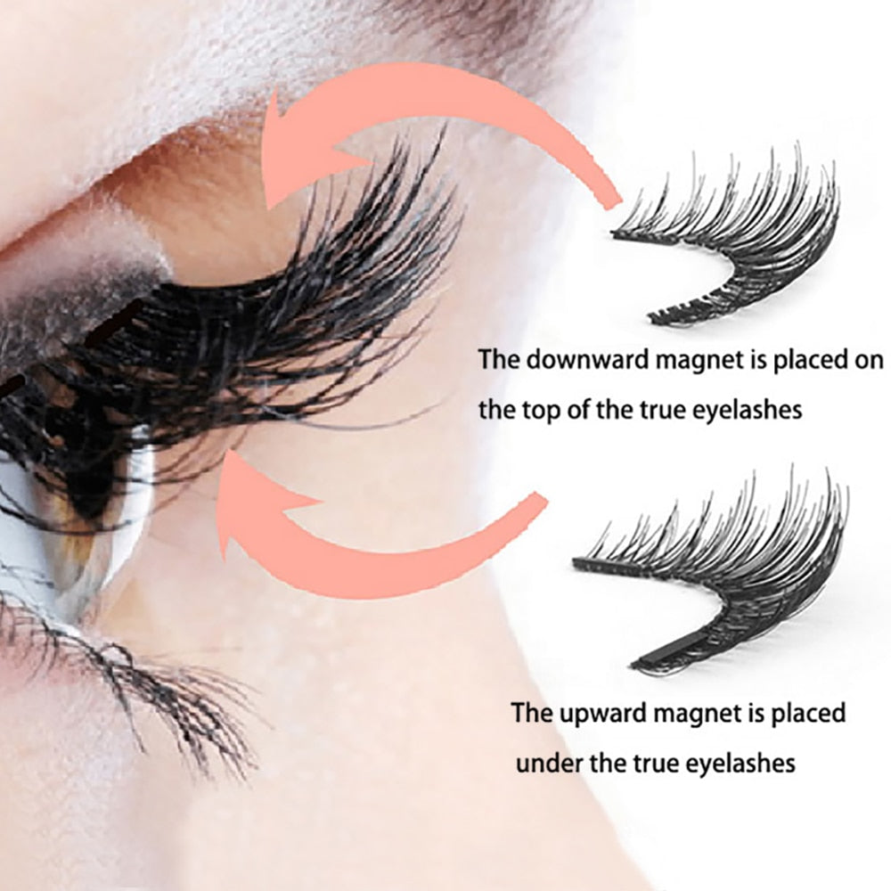 LEKOFO 8Pcs Magnetic Eyelashes With 2 magnetic lashes 3D False Natural For Mink Eye lashes Extension Long faux cils magnetique