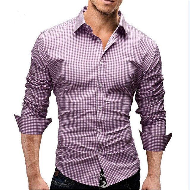 2022 Spring Plaid Shirt Men Long Sleeves Slim Fit Dress Shirt Men's Casual Shirt Fashion Brand Camisa Social Masculina