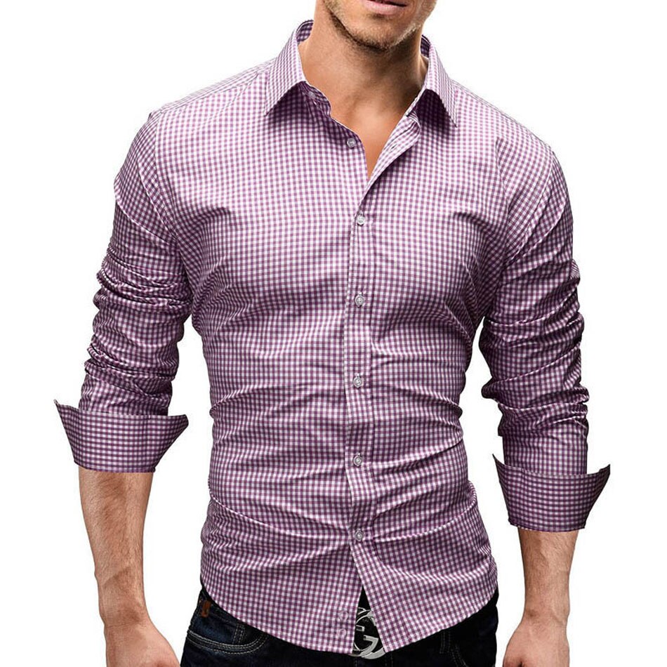2022 Spring Plaid Shirt Men Long Sleeves Slim Fit Dress Shirt Men's Casual Shirt Fashion Brand Camisa Social Masculina
