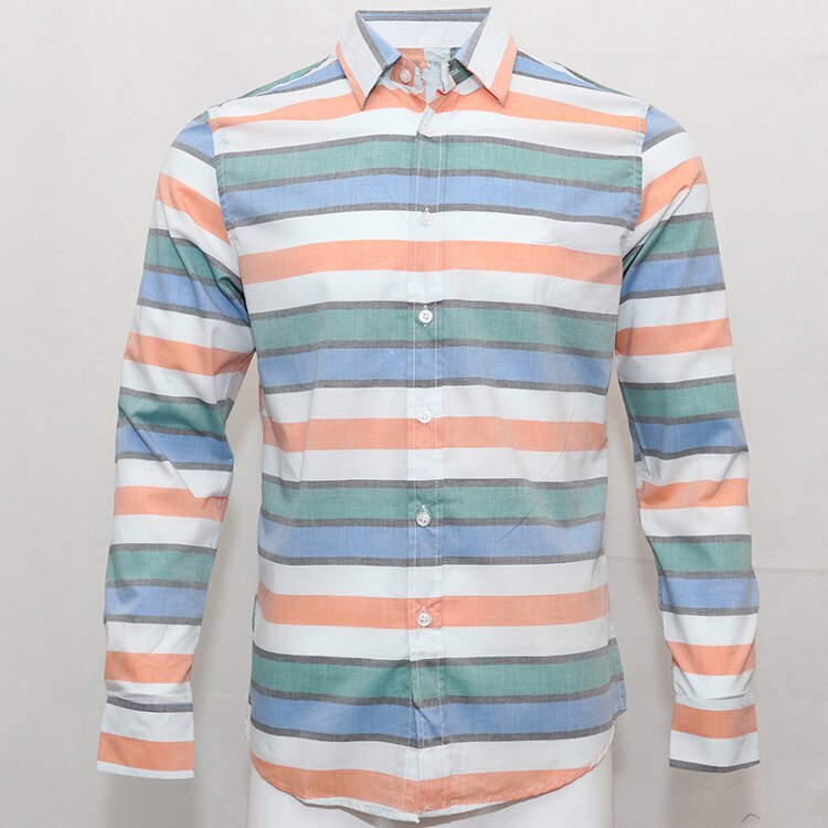 Man fashion cro codile plaid striped shirt male long sleeve dress shirts 100% cotton hombre chemises homme