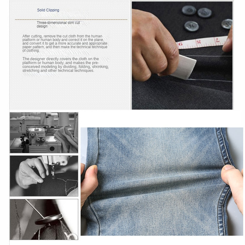 2022 SULEE Brand Autumn Winter Slim Fit Men's Jeans Business Casual Elastic Straight Denim Pants Male High Quality Trousers