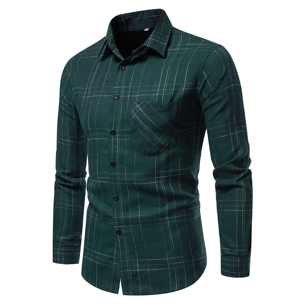 FEGKZLI Men's Casual Plaid Cotton Shirts Long Sleeve Spring Summer Fashion Buttons-up Tops Shirts Homme Mens Dress Shirts