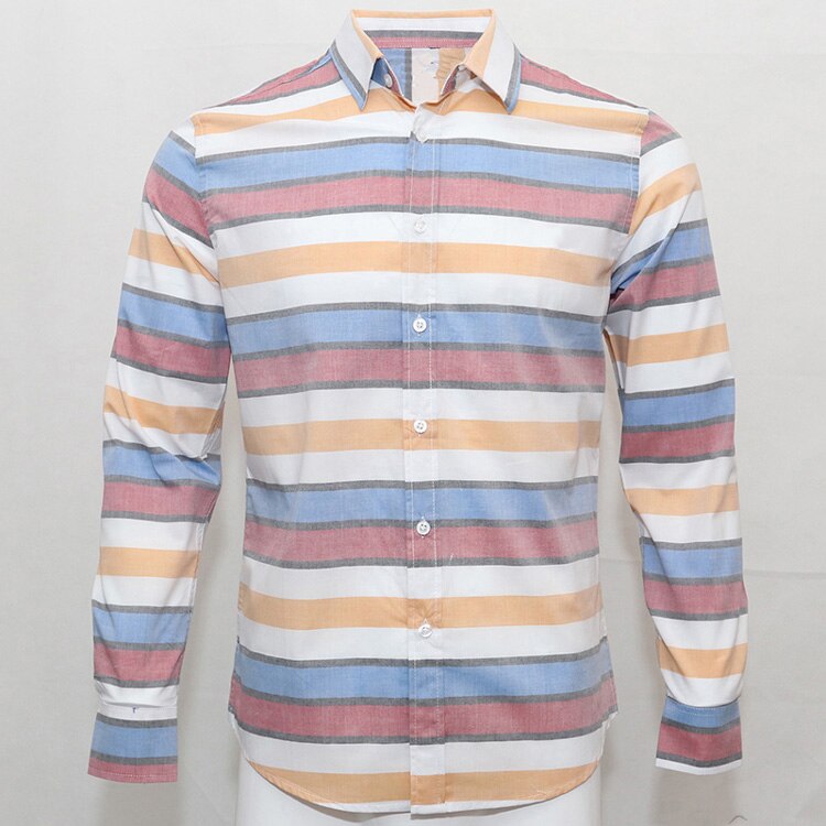 Man fashion cro codile plaid striped shirt male long sleeve dress shirts 100% cotton hombre chemises homme