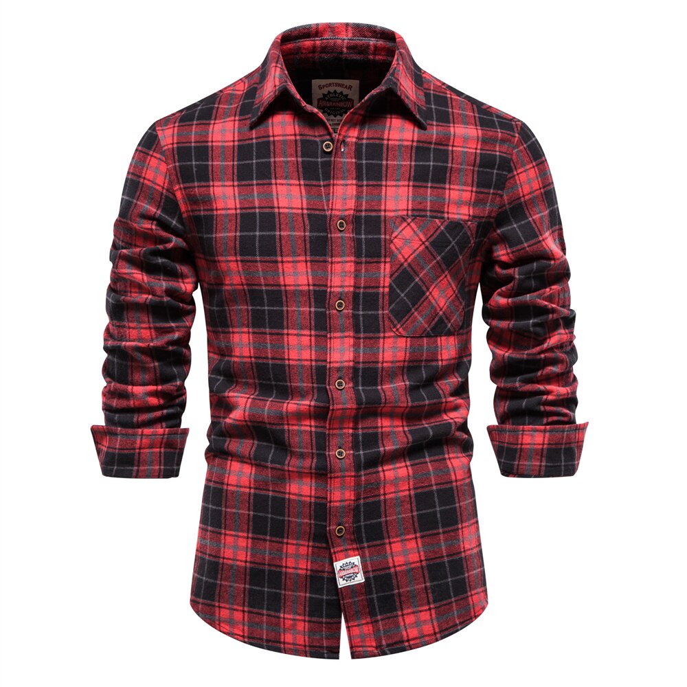 Brand Plaid Shirts Men's 100% Cotton Casual Checked Shirt High Quality Slim Fit Harajuku Shirts Men