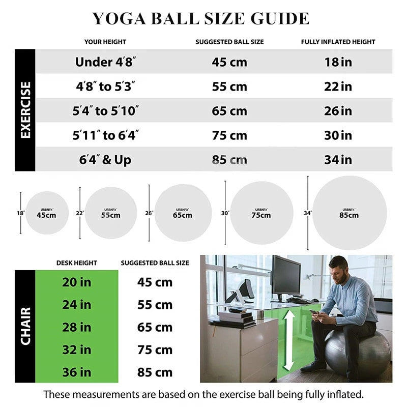 New PVC Fitness Yoga Ball Thickened Explosion-proof Exercise Home Gym Pilates Equipment Balance Ball 45cm/55cm/65cm/75cm/85cm
