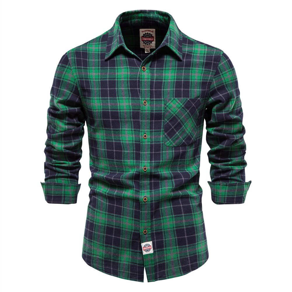 Brand Plaid Shirts Men's 100% Cotton Casual Checked Shirt High Quality Slim Fit Harajuku Shirts Men