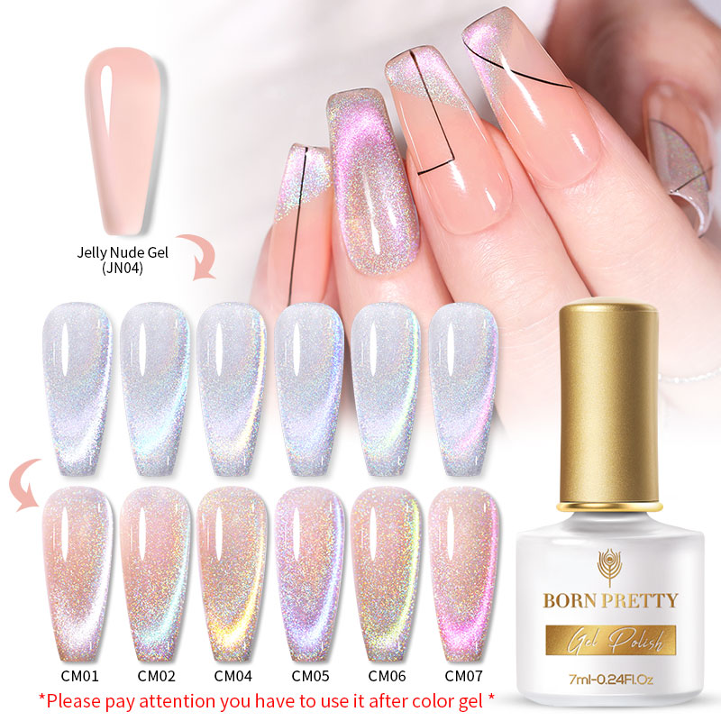 BORN PRETTY 7ml 9D Laser Cat Magnetic Gel Nail Gel Pink Magnetic Gel Soak Off UV LED Nail Varnish UV Gel Need Pink Nude Base
