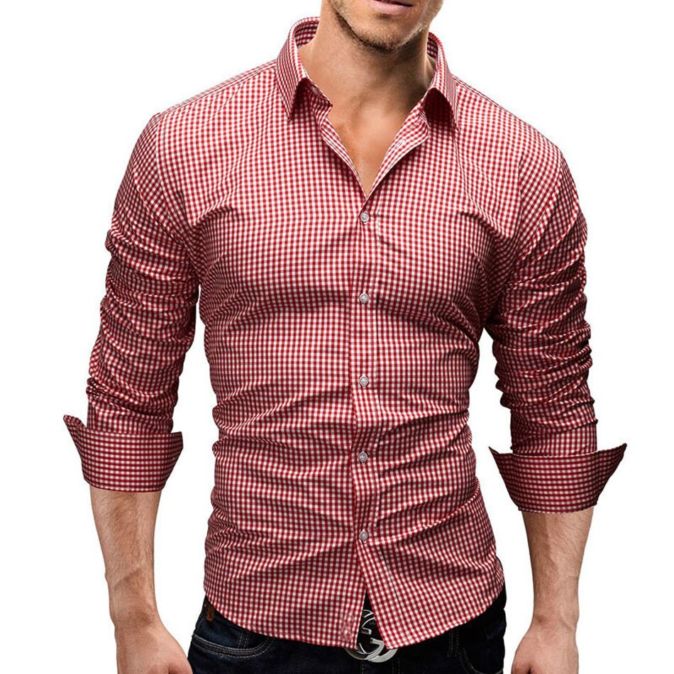 2022 Spring Plaid Shirt Men Long Sleeves Slim Fit Dress Shirt Men's Casual Shirt Fashion Brand Camisa Social Masculina