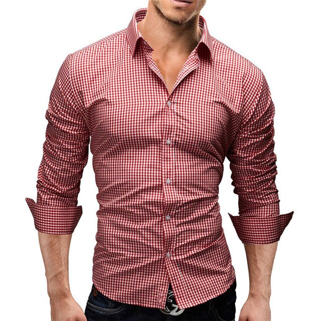 2022 Spring Plaid Shirt Men Long Sleeves Slim Fit Dress Shirt Men's Casual Shirt Fashion Brand Camisa Social Masculina