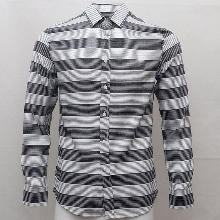 Man fashion cro codile plaid striped shirt male long sleeve dress shirts 100% cotton hombre chemises homme