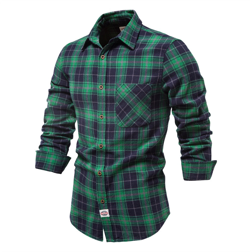 Brand Plaid Shirts Men's 100% Cotton Casual Checked Shirt High Quality Slim Fit Harajuku Shirts Men