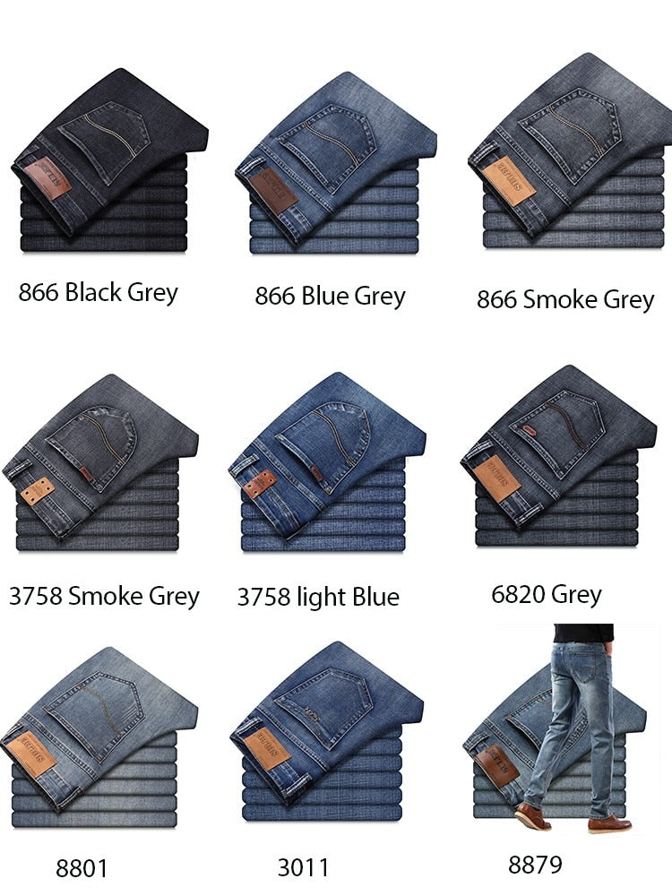 2022 SULEE Brand Autumn Winter Slim Fit Men's Jeans Business Casual Elastic Straight Denim Pants Male High Quality Trousers