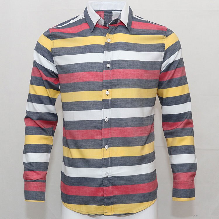 Man fashion cro codile plaid striped shirt male long sleeve dress shirts 100% cotton hombre chemises homme