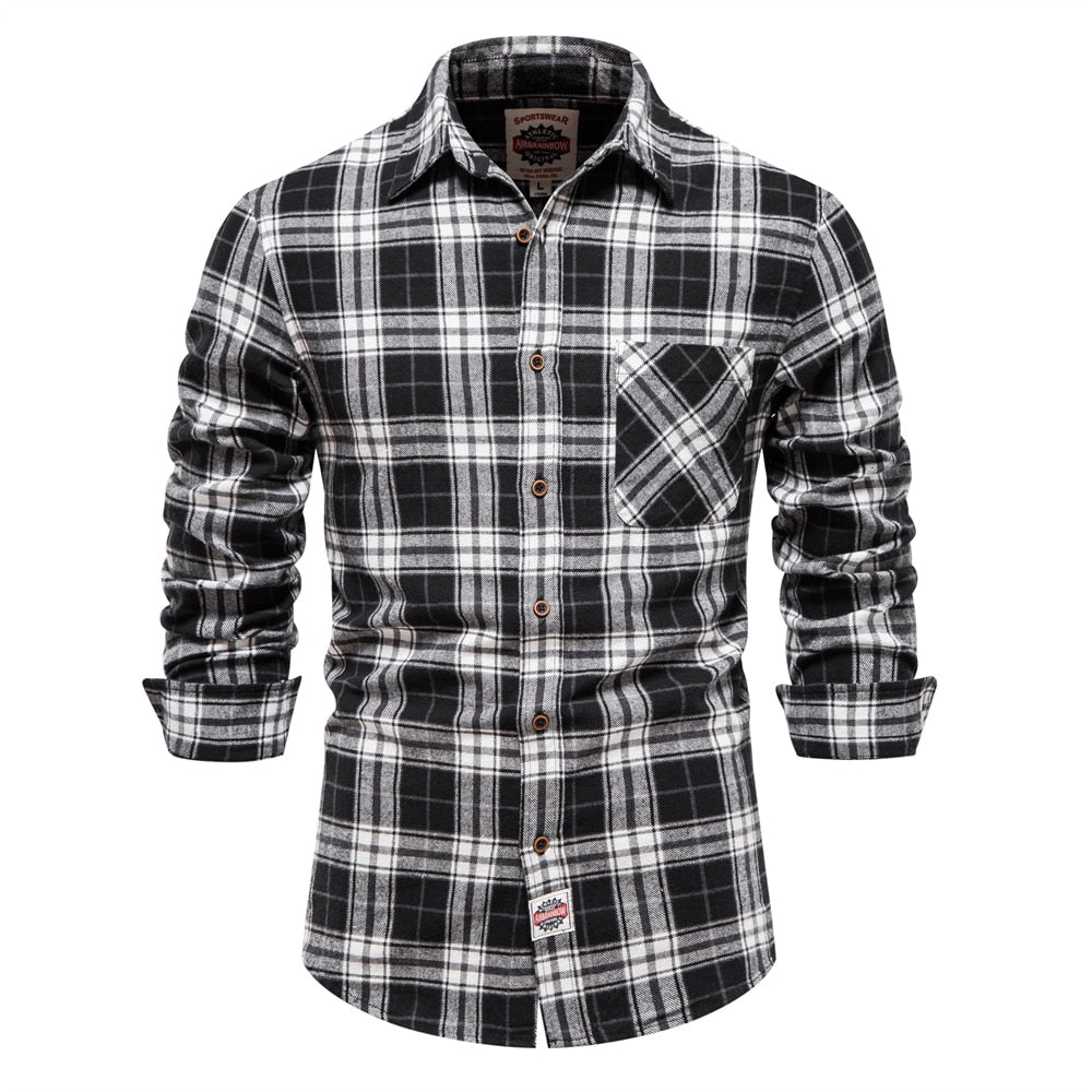 Brand Plaid Shirts Men's 100% Cotton Casual Checked Shirt High Quality Slim Fit Harajuku Shirts Men