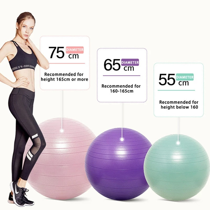 New PVC Fitness Yoga Ball Thickened Explosion-proof Exercise Home Gym Pilates Equipment Balance Ball 45cm/55cm/65cm/75cm/85cm