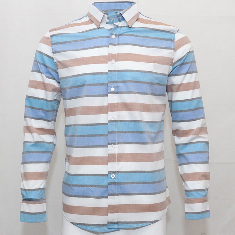 Man fashion cro codile plaid striped shirt male long sleeve dress shirts 100% cotton hombre chemises homme