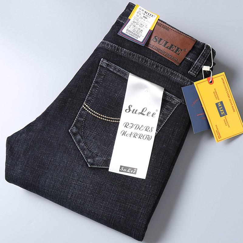 2022 SULEE Brand Autumn Winter Slim Fit Men's Jeans Business Casual Elastic Straight Denim Pants Male High Quality Trousers