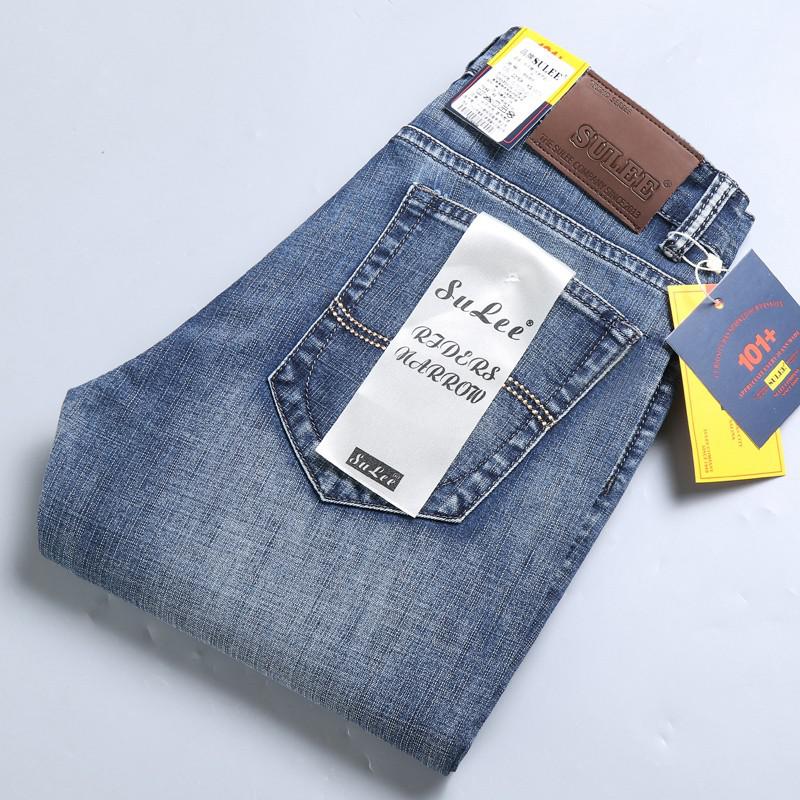 2022 SULEE Brand Autumn Winter Slim Fit Men's Jeans Business Casual Elastic Straight Denim Pants Male High Quality Trousers