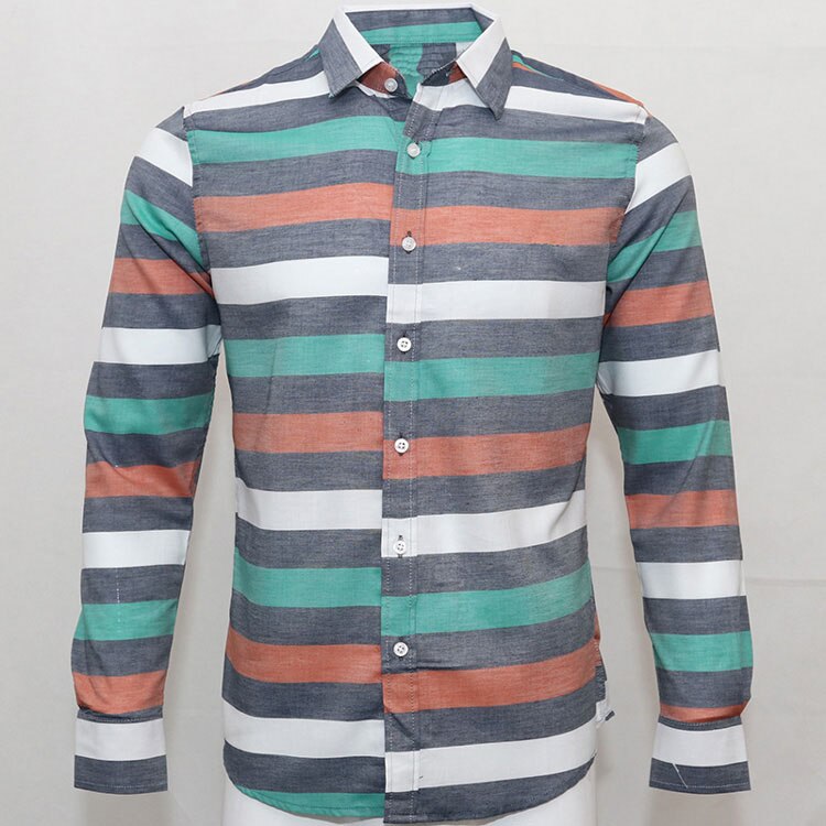 Man fashion cro codile plaid striped shirt male long sleeve dress shirts 100% cotton hombre chemises homme