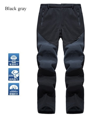 TRVLWEGO Warm Winter Men Soft Shell Pants Travel Waterproof Outdoor Camping&Hiking Pants Fleece Windproof Skiing Trousers