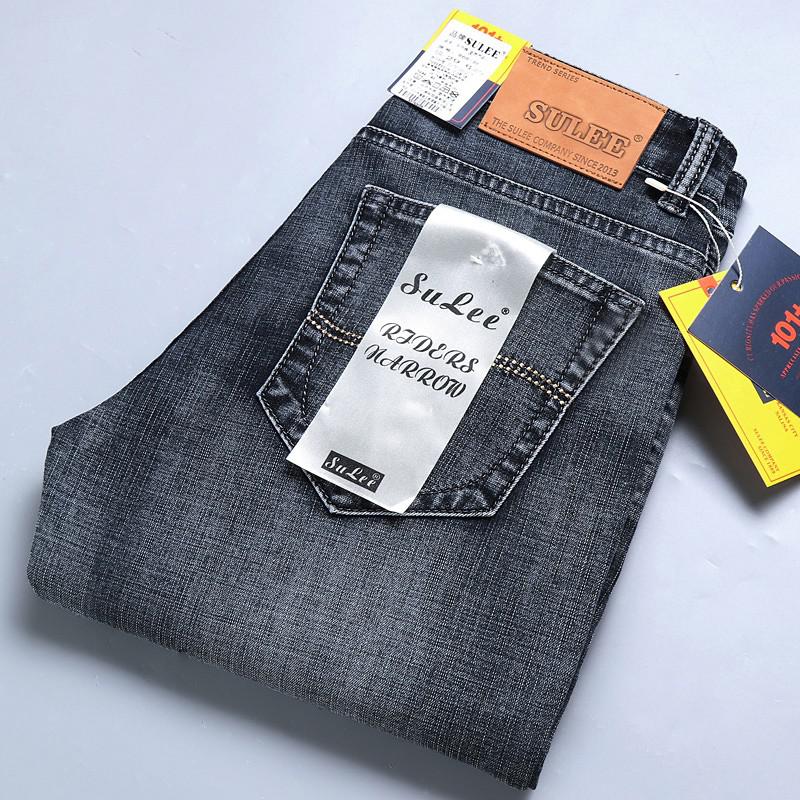 2022 SULEE Brand Autumn Winter Slim Fit Men's Jeans Business Casual Elastic Straight Denim Pants Male High Quality Trousers