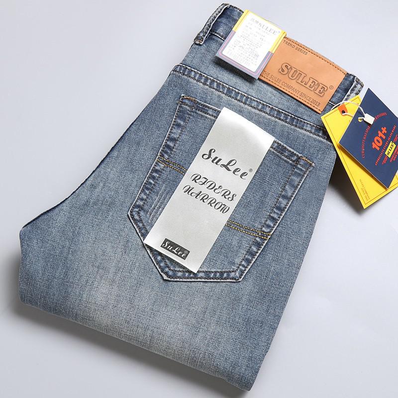 2022 SULEE Brand Autumn Winter Slim Fit Men's Jeans Business Casual Elastic Straight Denim Pants Male High Quality Trousers