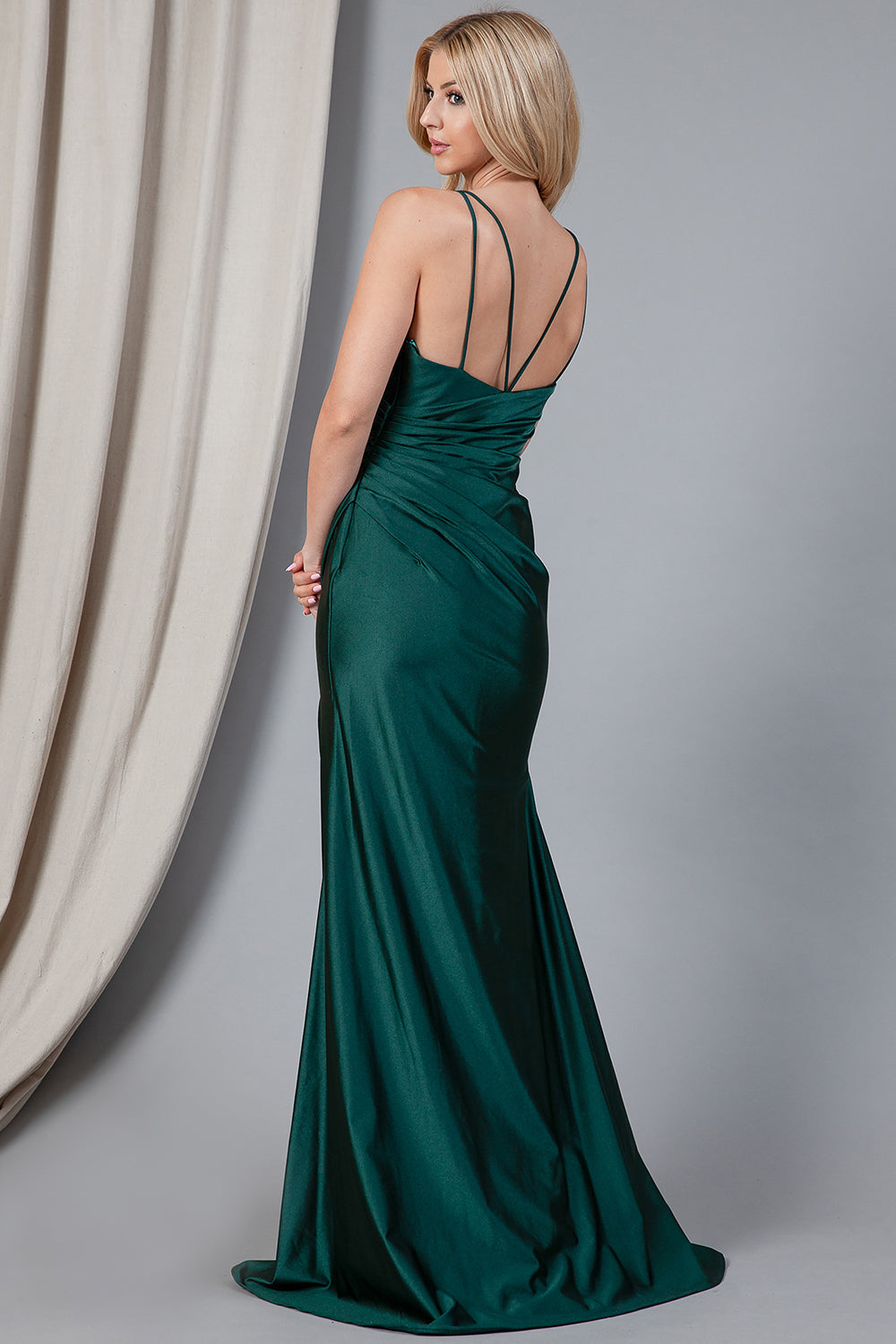 Satin Mermaid Double Spaghetti Straps Long Evening & Bridesmaid Dress AC391-2