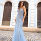 Embroidered Lace Mermaid Tulle Skirt Long Evening Dress NXA1376-0