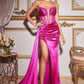 Satin Strapless Corset Side Slit  Long Evening Dress CDCD269-0