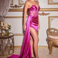 Satin Strapless Corset Side Slit  Long Evening Dress CDCD269-2