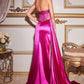 Satin Strapless Corset Side Slit  Long Evening Dress CDCD269-1