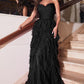 Ruffled A-Line Sweetheart Strapless Long Evening Dress CDCZ0027-2