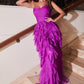 Ruffled A-Line Sweetheart Strapless Long Evening Dress CDCZ0027-0