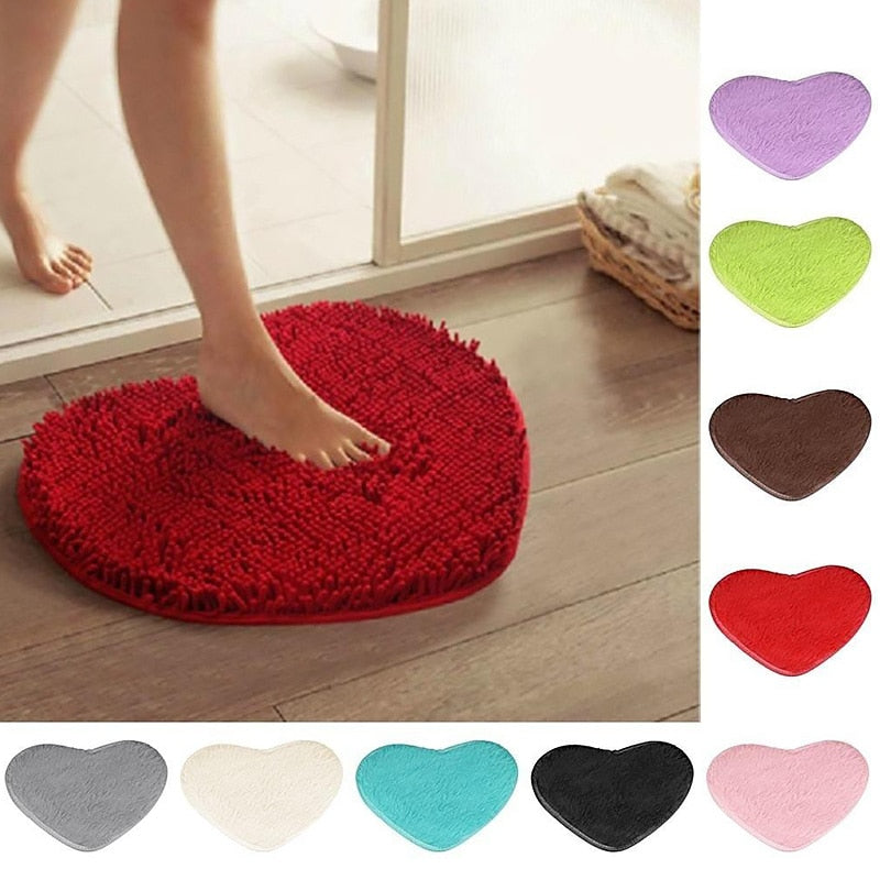 Bath Mats Mini 40X30cm Heart Shape Non-Slip Pad Rug Kit Toilet Pattern Bathroom Small Mats Floor Carpet Mattress For Home Decor