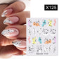 Harunouta Black Lines Flower Leaves Water Decals Stickers Floral Face Marble Pattern Slider For Nails Summer Nail Art Decoration