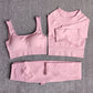 Women&#39;s Sportswear Yoga Set Workout Clothes Athletic Wear Sports Gym Legging Seamless Fitness Bra Crop Top Long Sleeve Yoga Suit