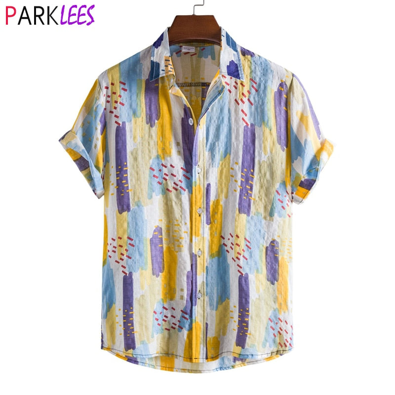 2022 Summer New Short Sleeve Hawaiian Shirt Men Big Size Loose Casual Beach Wear Male Holiday Vacation Tropical Aloha Shirt 3XL