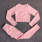 Women&#39;s Sportswear Yoga Set Workout Clothes Athletic Wear Sports Gym Legging Seamless Fitness Bra Crop Top Long Sleeve Yoga Suit