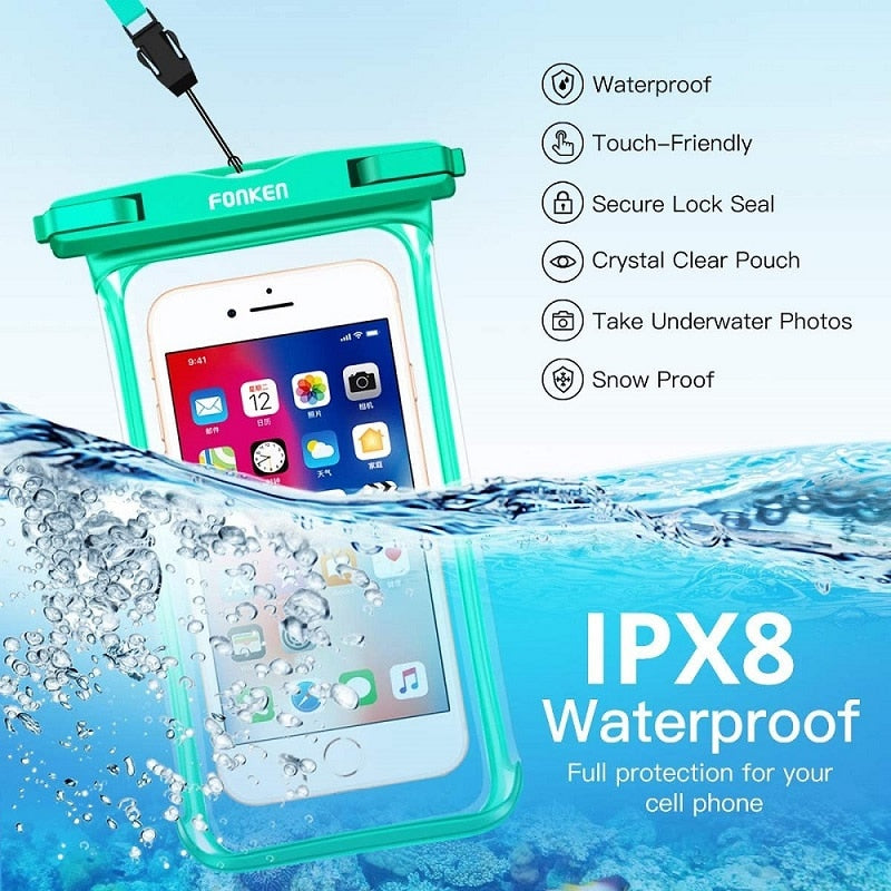 FONKEN Waterproof Phone Case For Iphone Samsung Xiaomi Swimming Dry Bag Underwater Case Water Proof Bag Mobile Phone Coque Cover