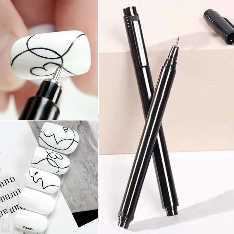 1 Pc Nail Art Graffiti Pen Black Color UV Gel Polish Design Dot Painting Detailing Pen Brushes DIY Nail Art Adorn Tools