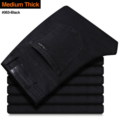 2022 New Men's Stretch Regular Fit Jeans Business Casual Classic Style Fashion Denim Trousers Male Black Blue Gray Pants